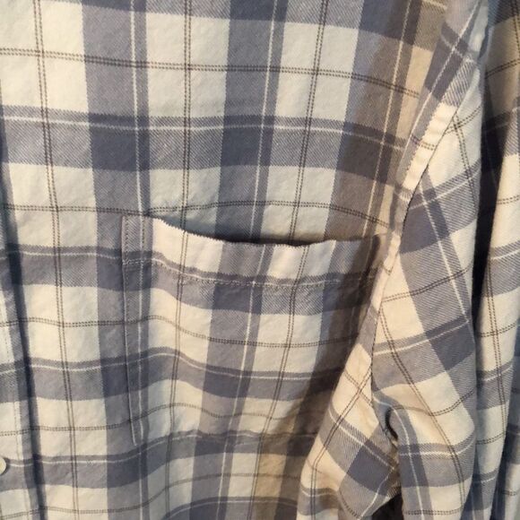 VINCE MEDIUM CLASSIC FIT BLUE PLAID BUTTON UP COTTON LYOCELL SHIRT - Picture 4 of 7